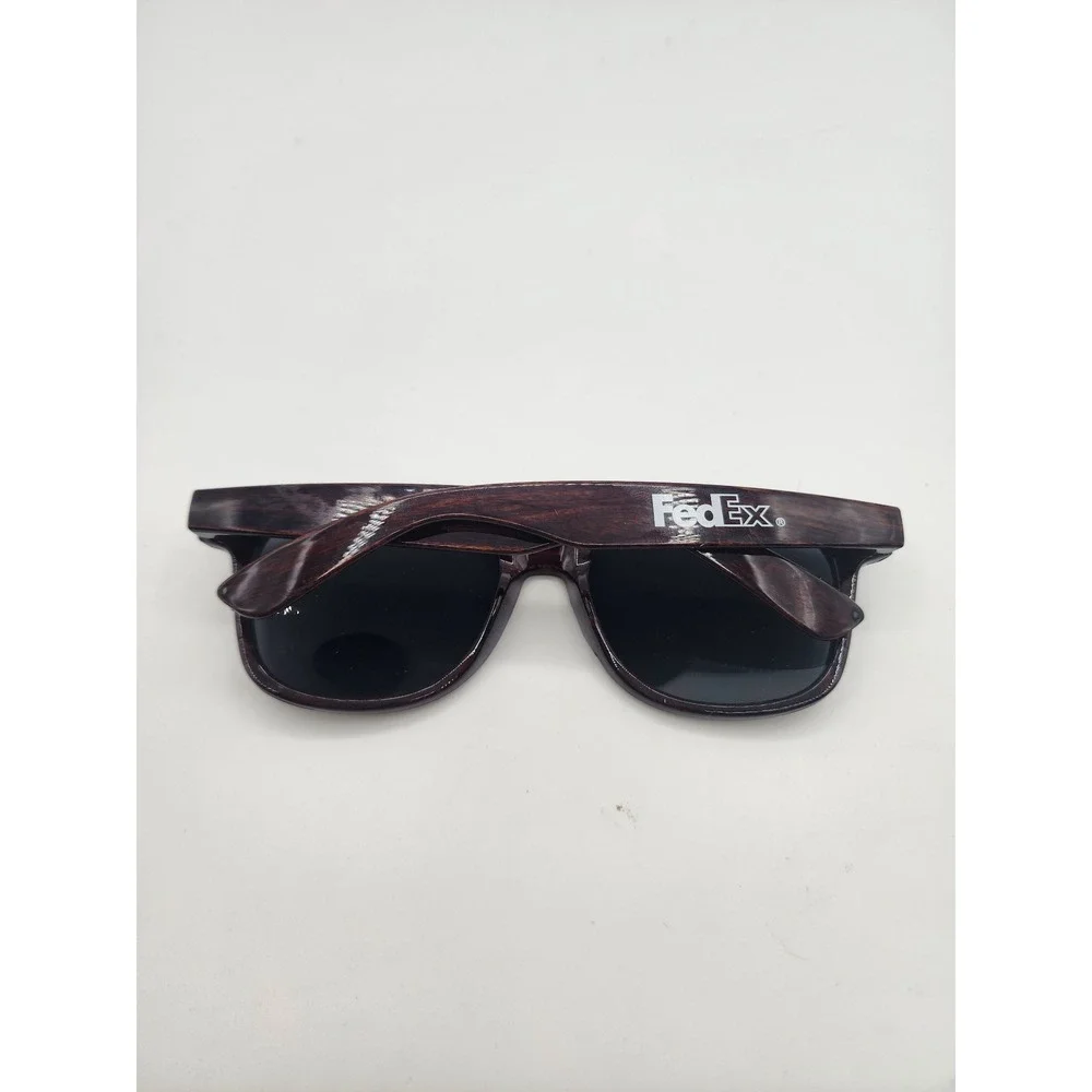 FedEx Wood Grain Wayfarer Sunglasses UV Protection One Size